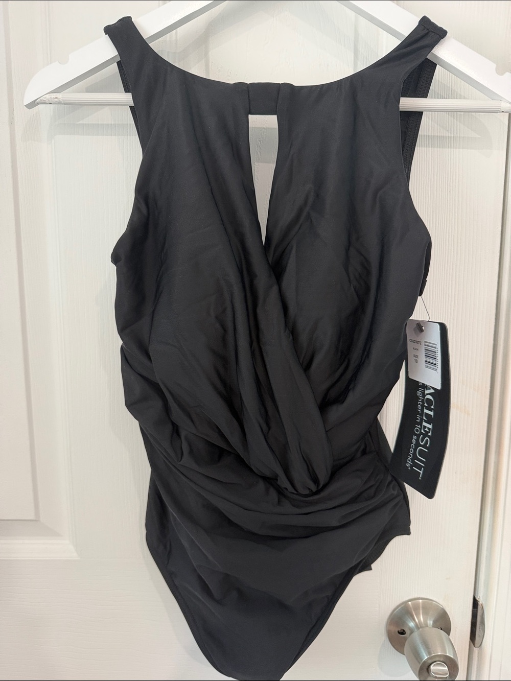 Miraclesuit Black Backless Draped One-Piece-NEW